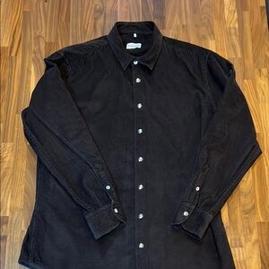 Moncler Men's Brown Corduroy Long Sleeve Shirt